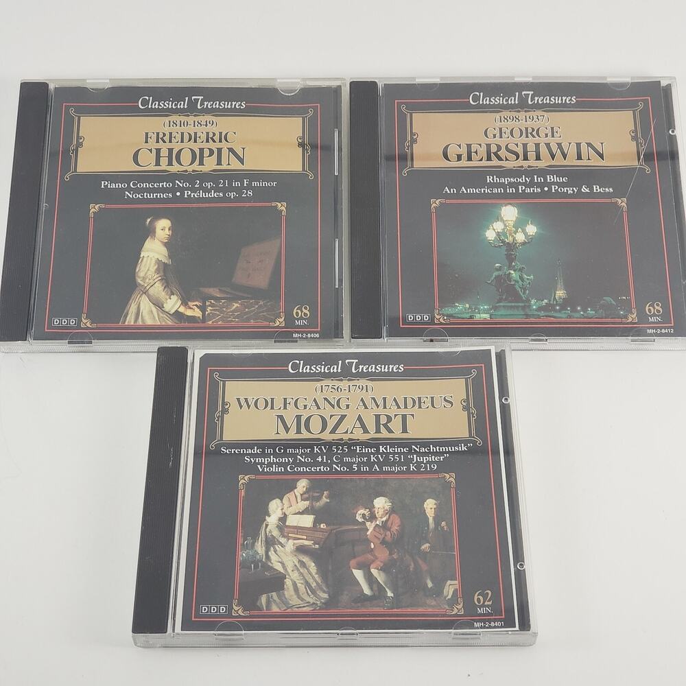 Classical Treasures CD Lot Frederic Chopin George Gershwin Wolfgang Mozart 3 Dis